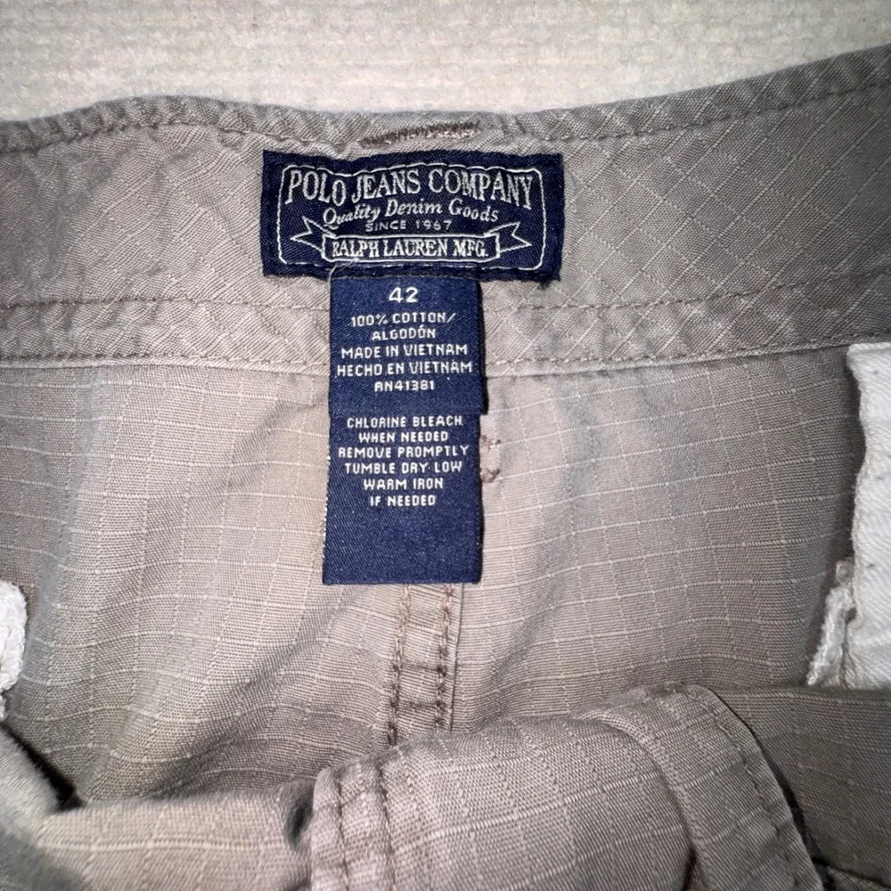 Polo Jeans Co Cargo Shorts Mens 42 Grey Ripstop Cotton Relaxed Fit Utility